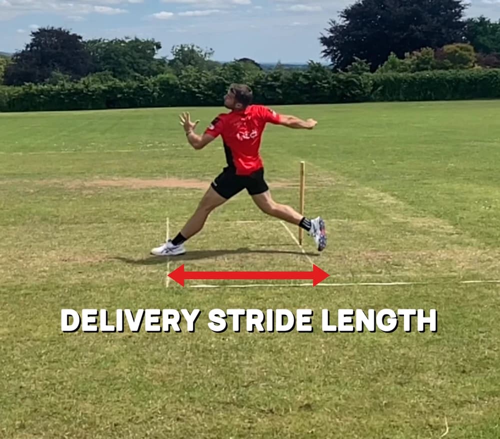 Delivery stride, marked on a real bowling action
