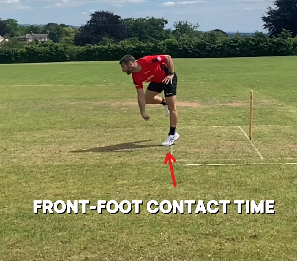 Front-foot contact, marked on a real bowling action