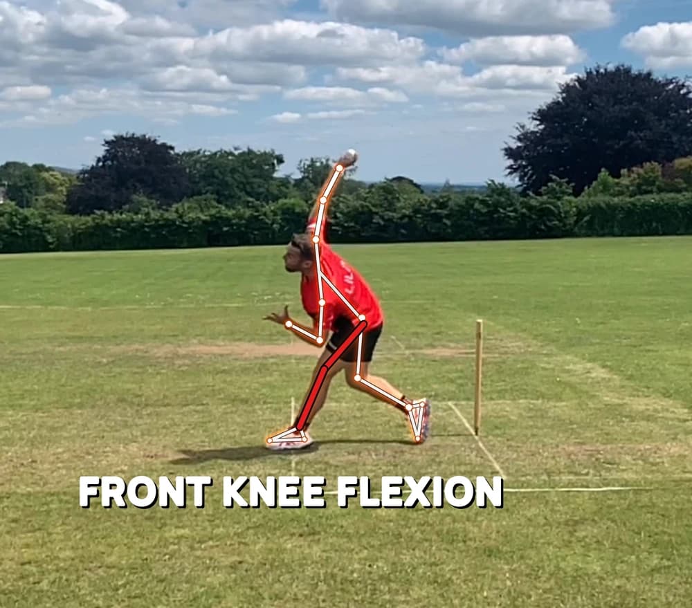 Front knee, marked on a real bowling action