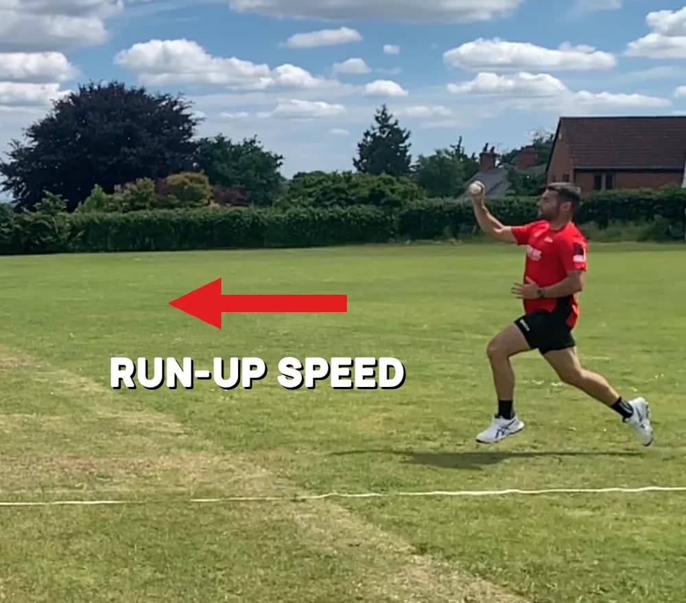Run-up speed, marked on a real bowling action