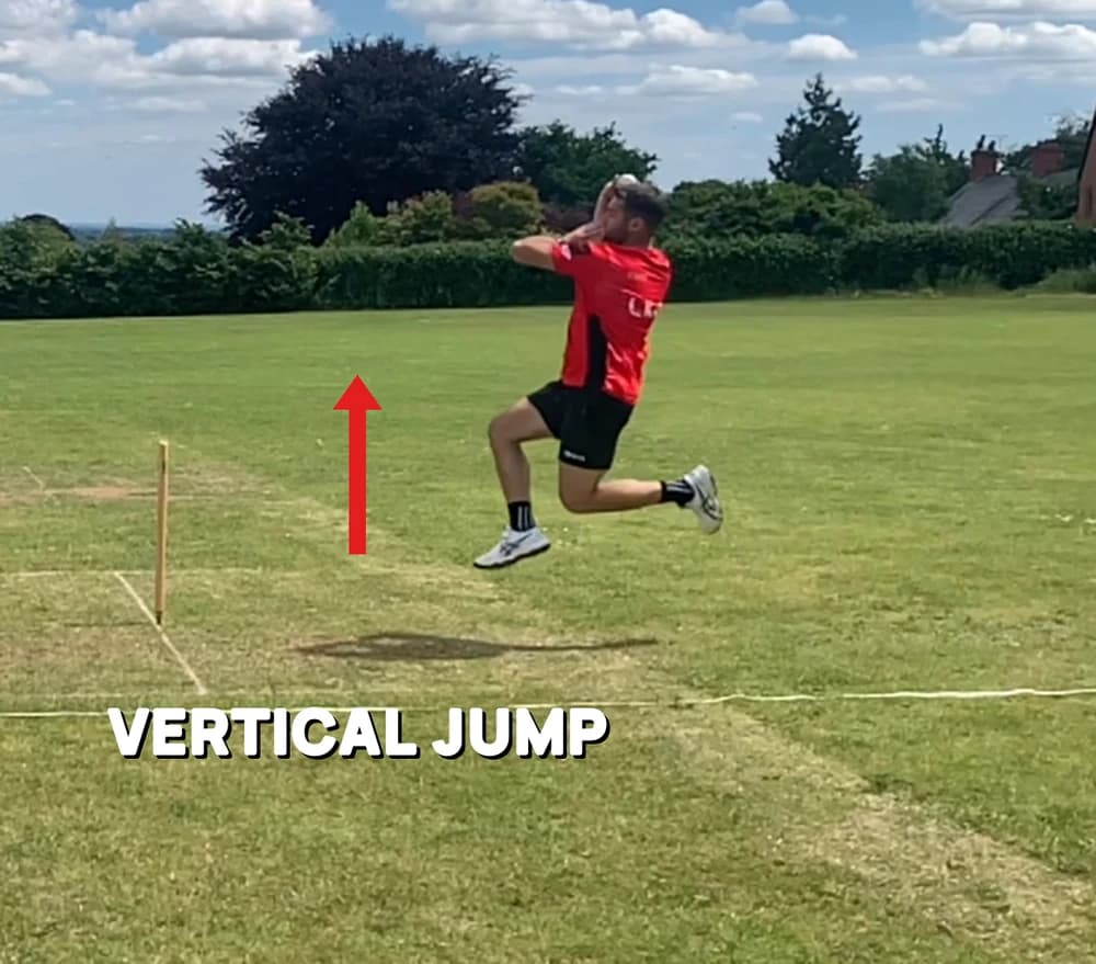 Vertical jump, marked on a real bowling action